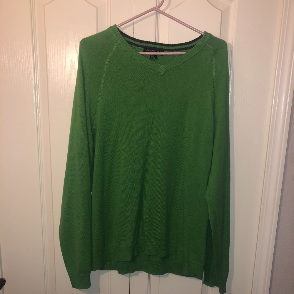 Kenneth Cole V-neck sweater green Large vneck